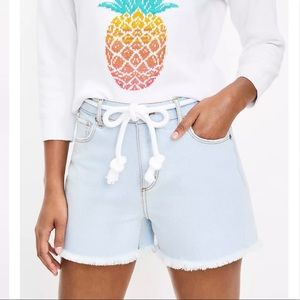 NWT Loft Cut off frayed denim shorts
